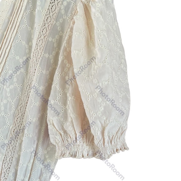 Mable Eyelet Mini - Dress, Size Medium, Cream Colored, Layered, Ruffles, Balloon - Picture 3 of 10